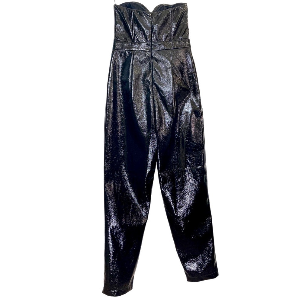 Vibrant M.I.U. Faux leather strapless sweetheart neckline jumpsuit - Picture 2 of 7